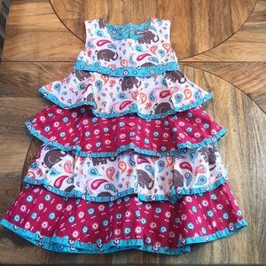 Jelly The Pug Sz:8 MultiTier elephant print dress